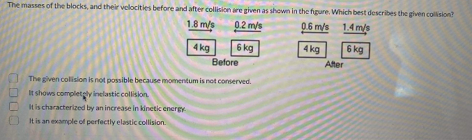 given collision is not possible because momentum is not conserved. It shows