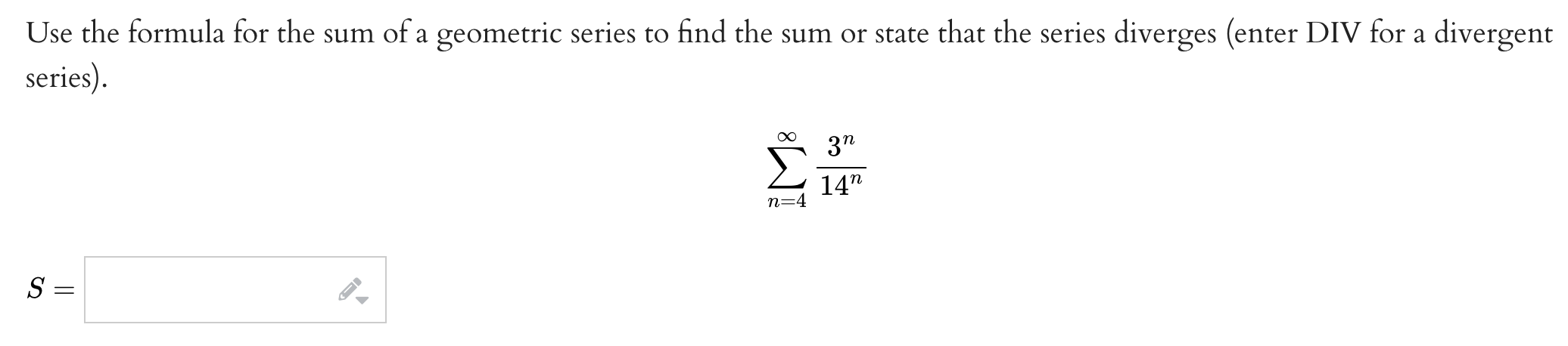 the series diverges (enter DIV for a divergent series). 5-2n n=9 S