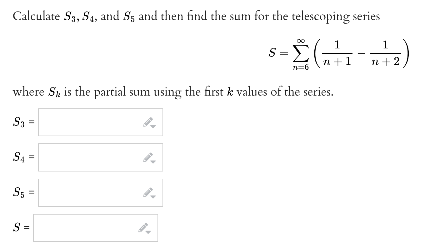 S4, and S and then find the sum for the telescoping series