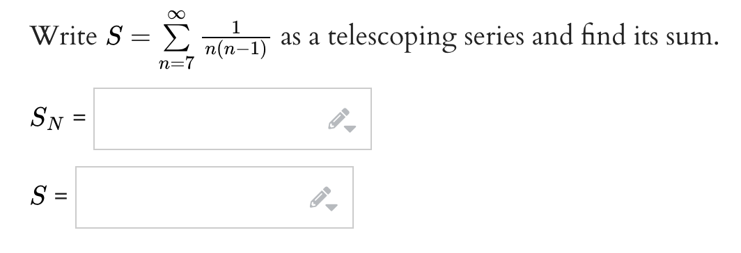 H S = n+1 n + 2 n=6 where Sk is the