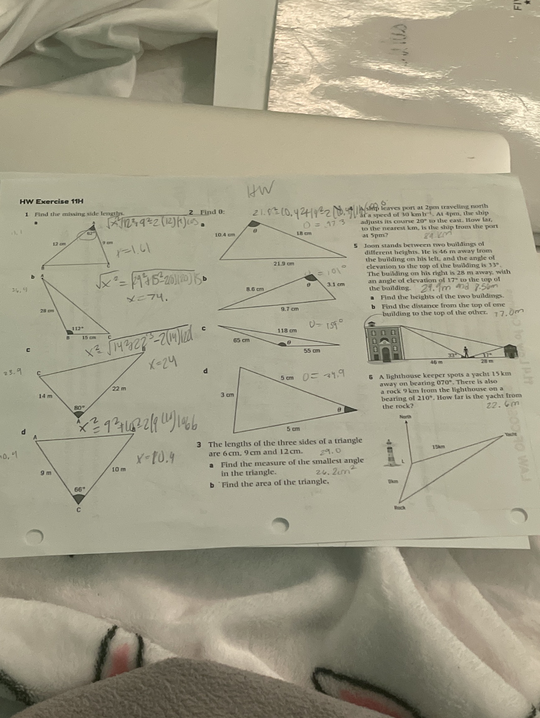 HW Exercise 11H Find the missing side lengths. 2 Find o:
