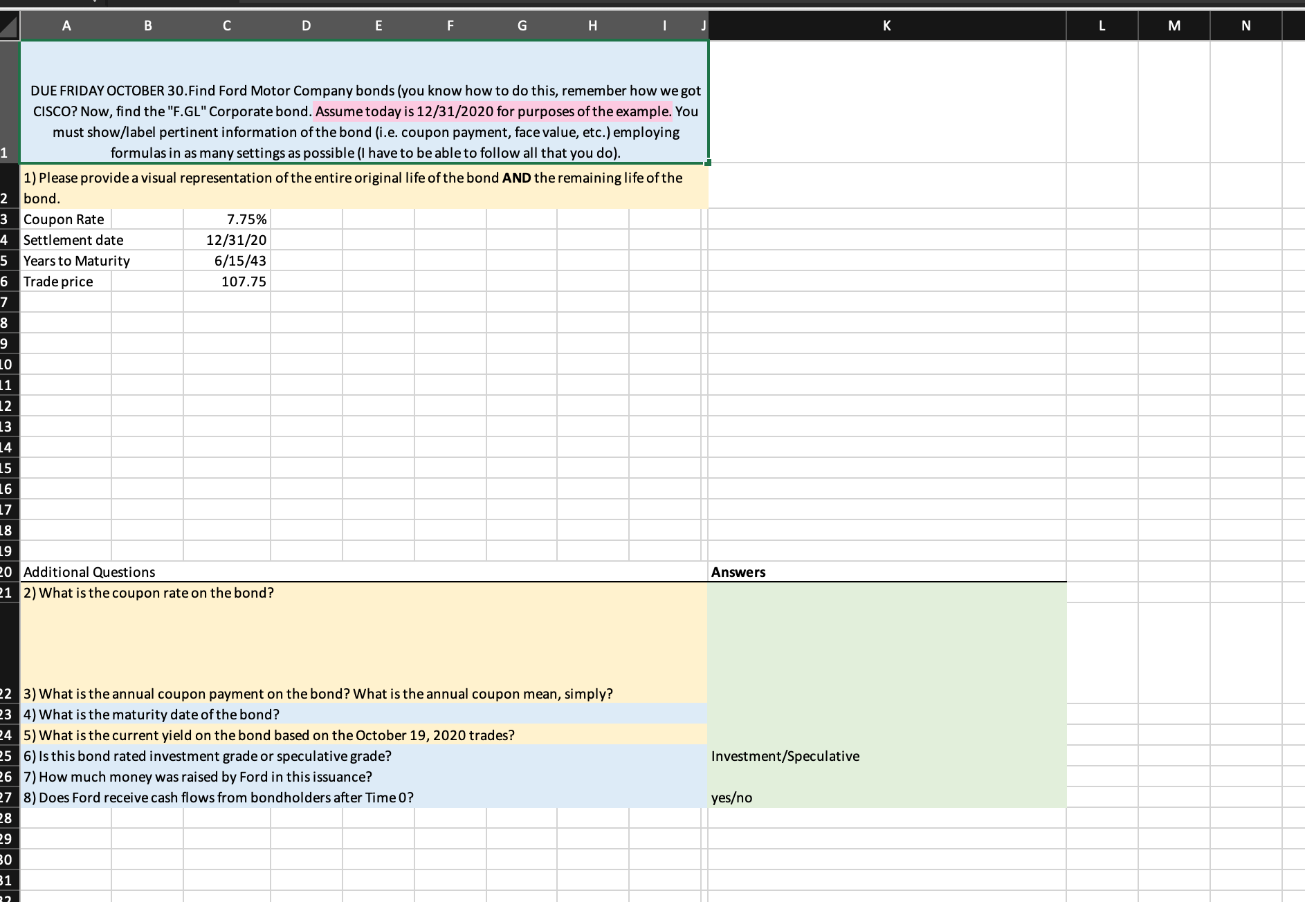 B C D E F G H M N DUE FRIDAY