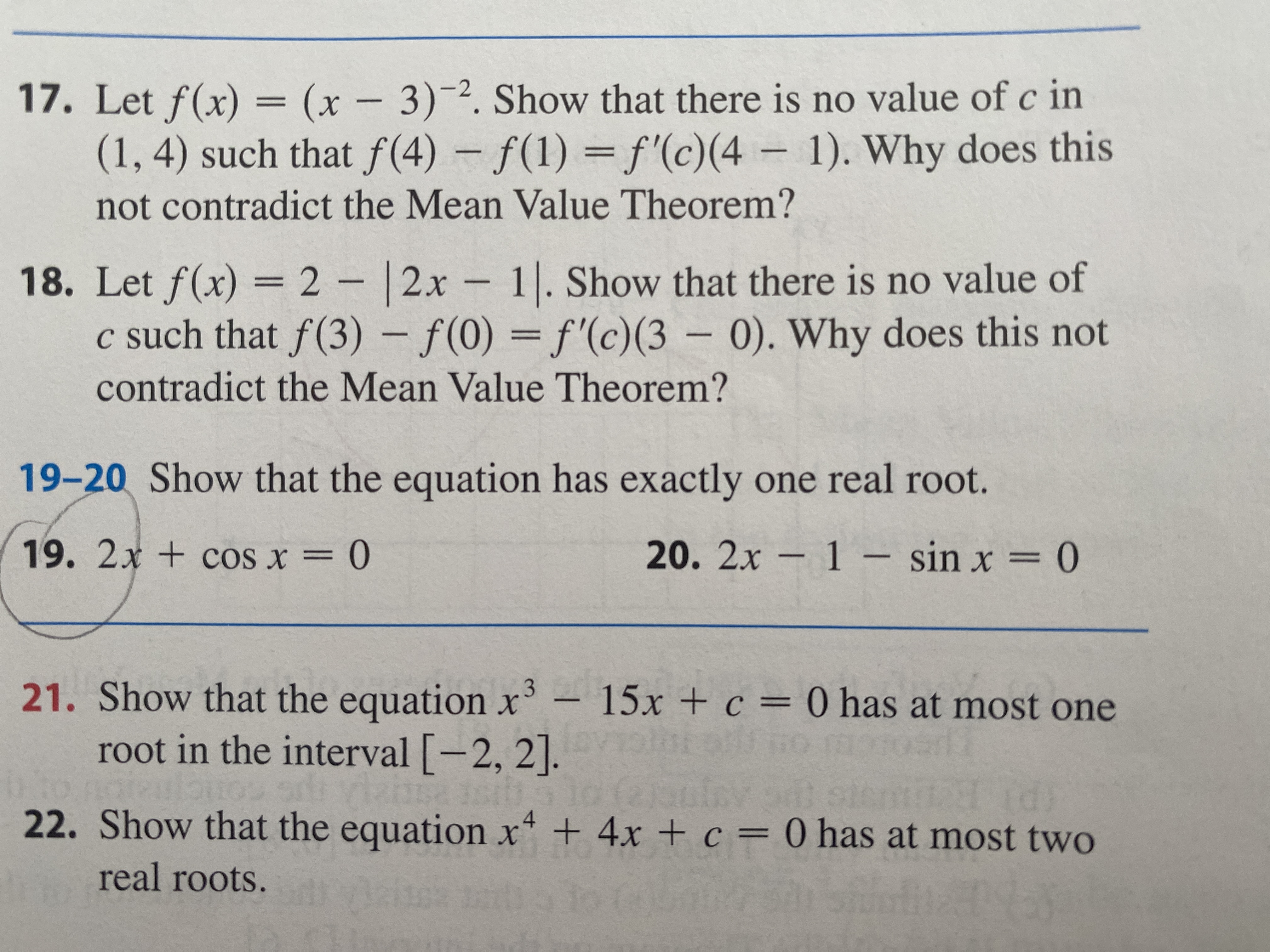 Please explain #19, 20 17. Let f(x) = (x - 3)-2. Show