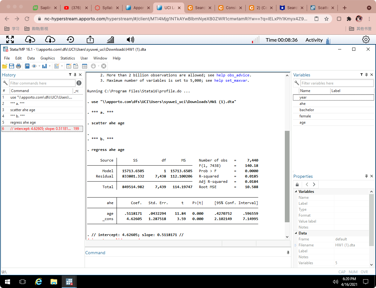 The data file HW1 contains data for full-time, full-year workers, age 25-34,