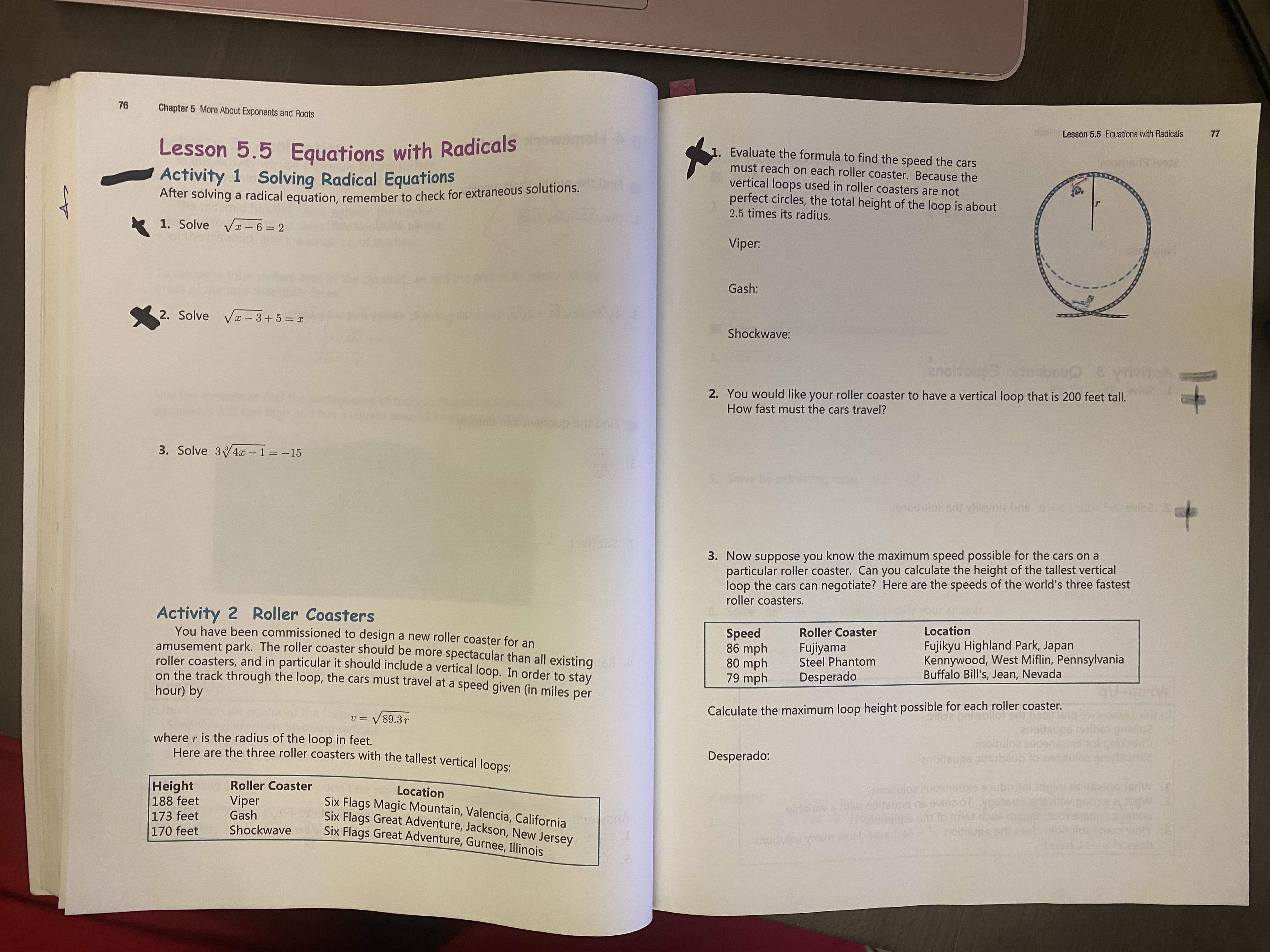  76 Chapter 5 More About Exponents and Roots Lesson 5.5 Equations