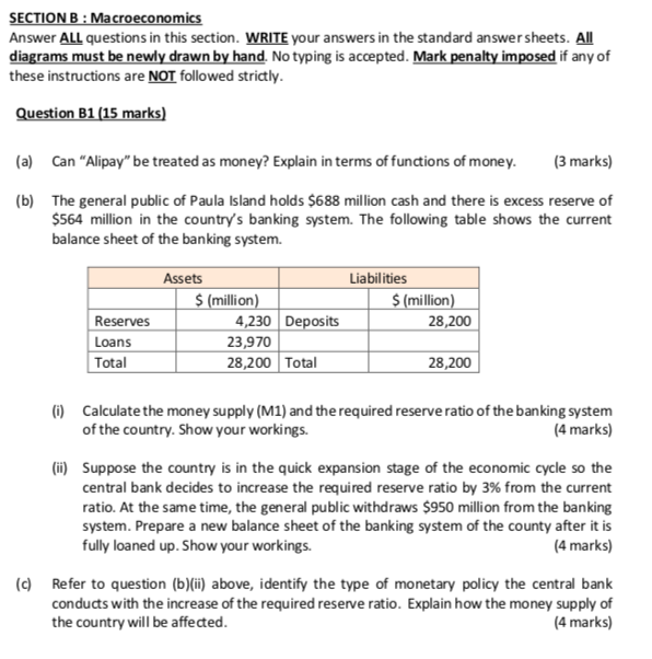 SECTION B : Macroeconomics Answer ALL questions in this section. WRITE