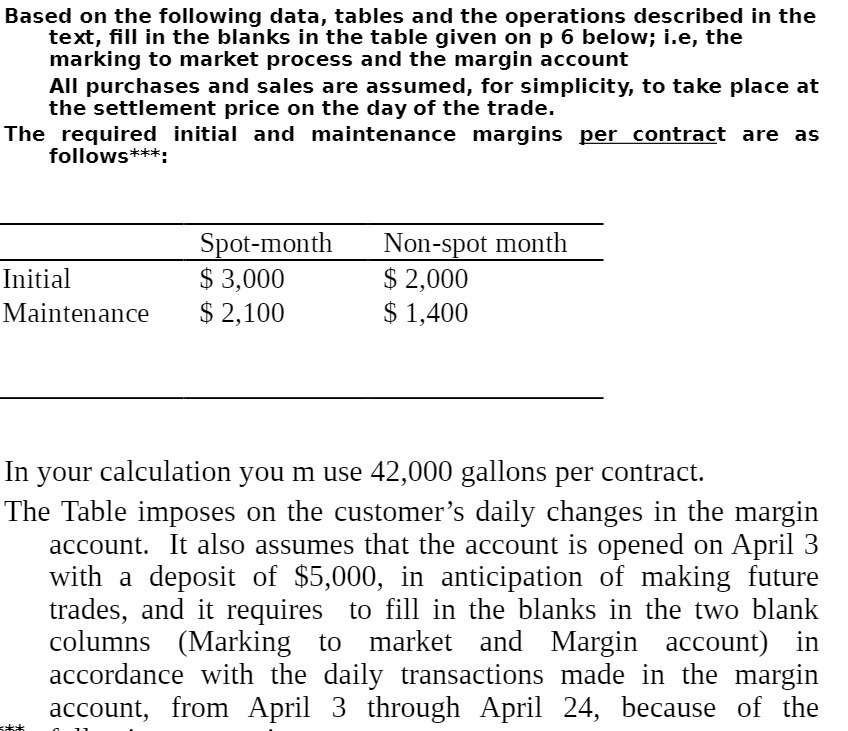  Based on the following data, tables and the operations described in