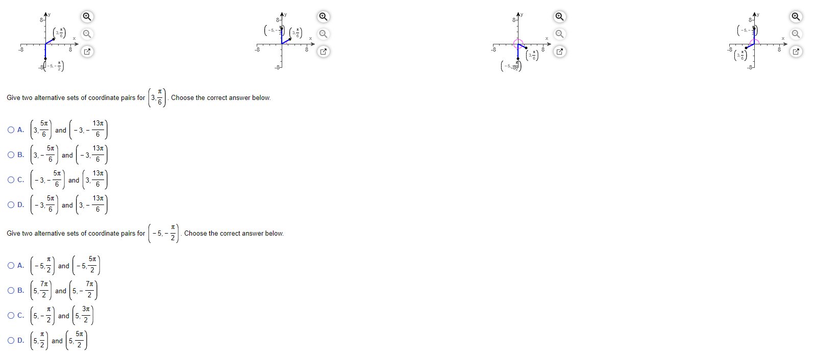 E} Give two alternative sets of coordinate pairs for both points. 8-