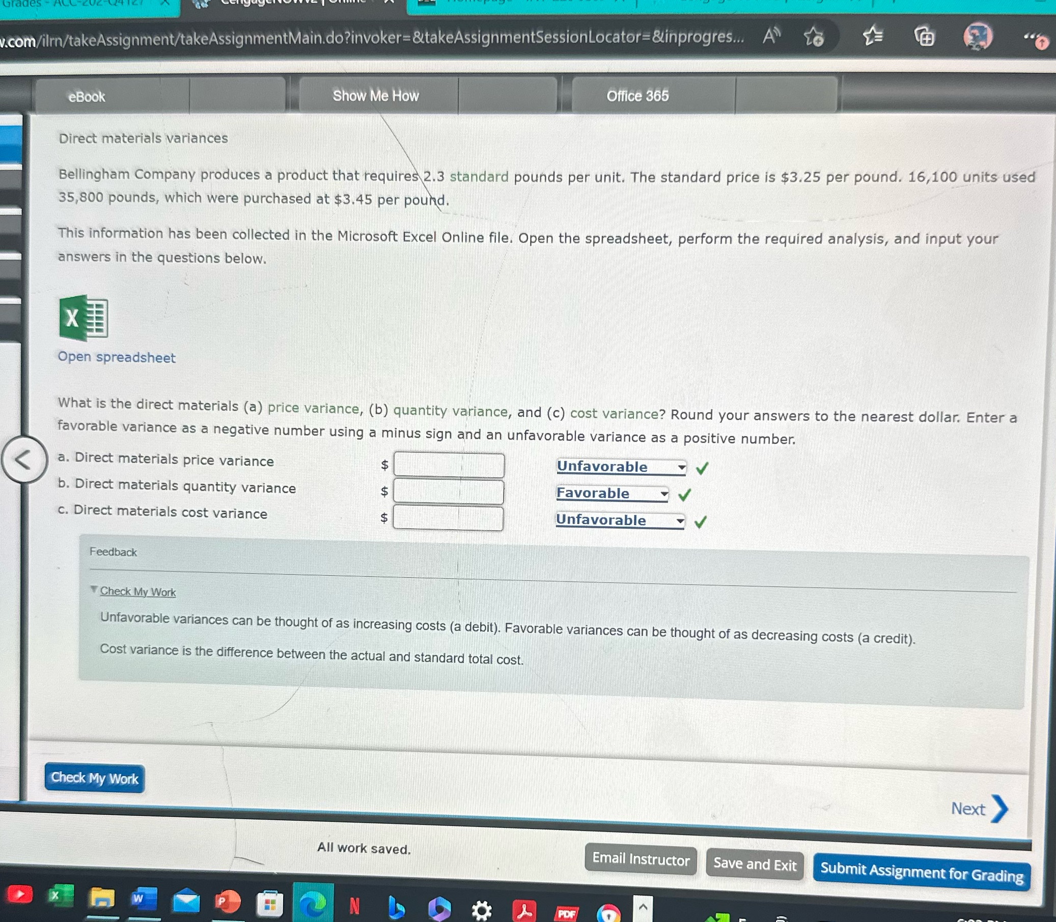  .com/ilrn/takeAssignment/takeAssignmentMain.do?invoker=&takeAssignmentSessionLocator=&inprogres... A Show Me How Office 365 eBook Direct materials variances
