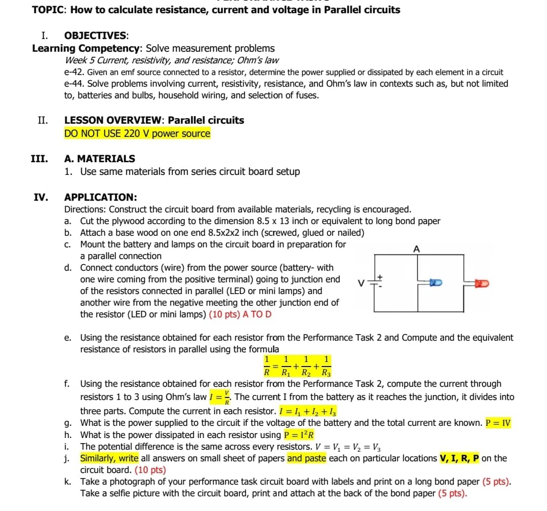 THE DATA IS BASED ON THE MATERIALS TOPIC: How to calculate resistance,