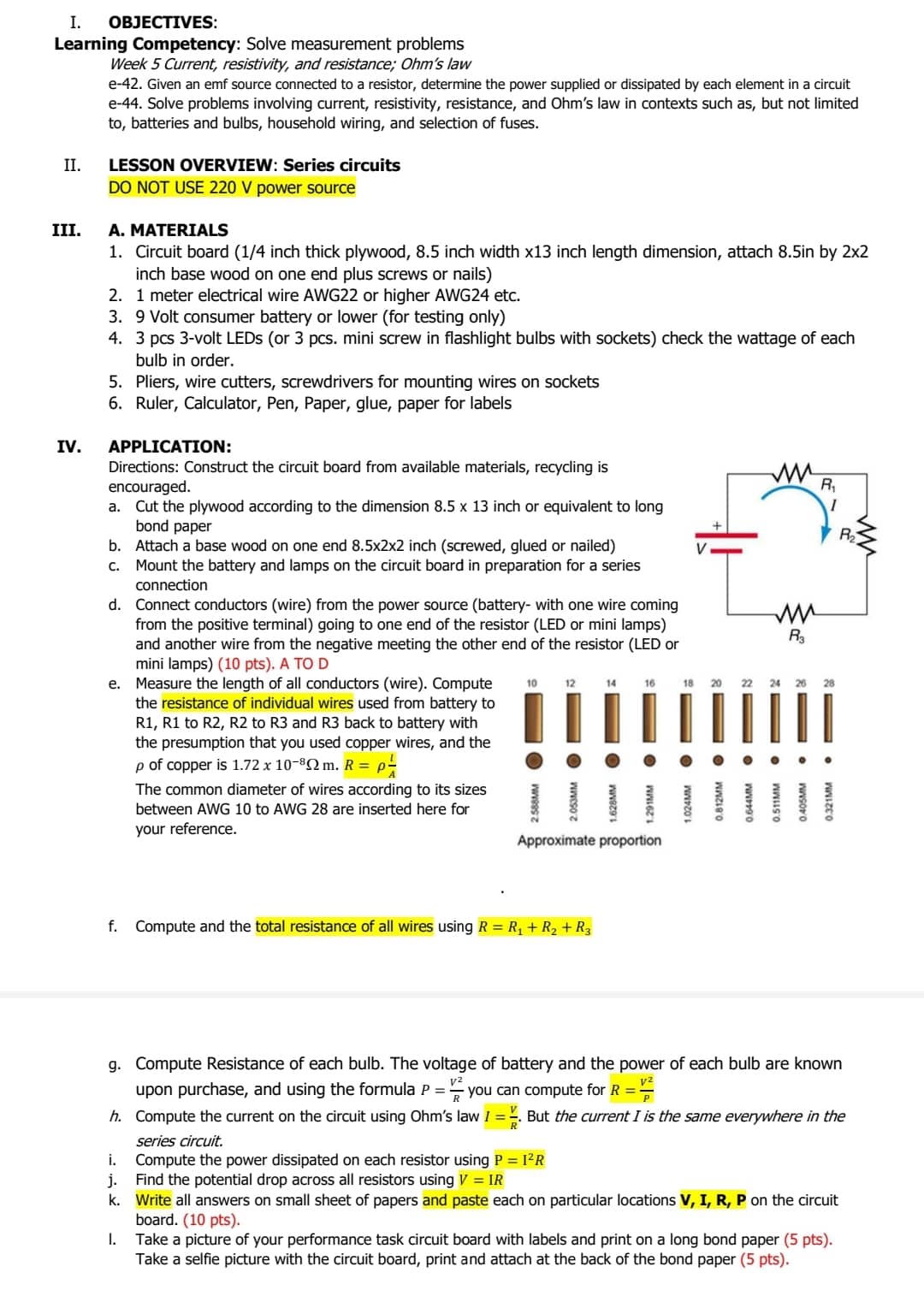 current and voltage in Parallel circuits I. OBJECTIVES: Learning Competency: Solve measurement