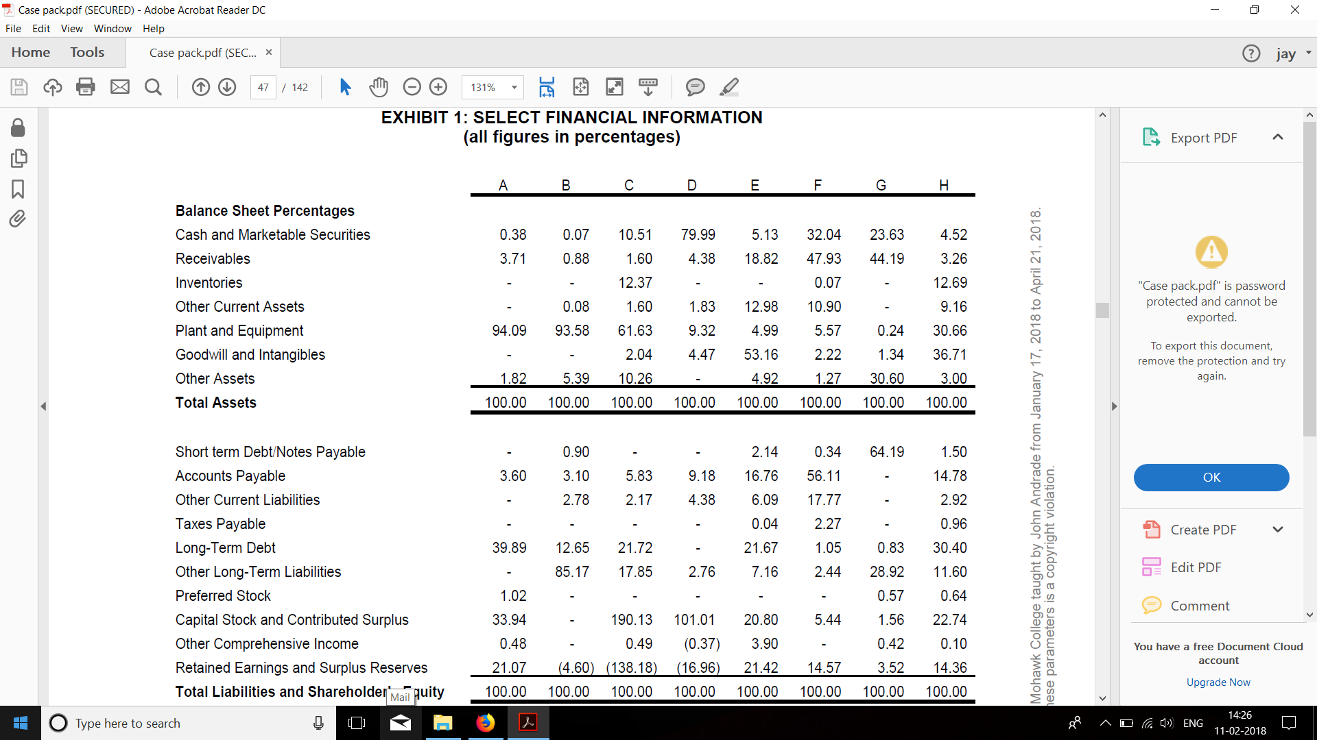 Home Tools Case pa N Current Ratio Total Current Assets / Total