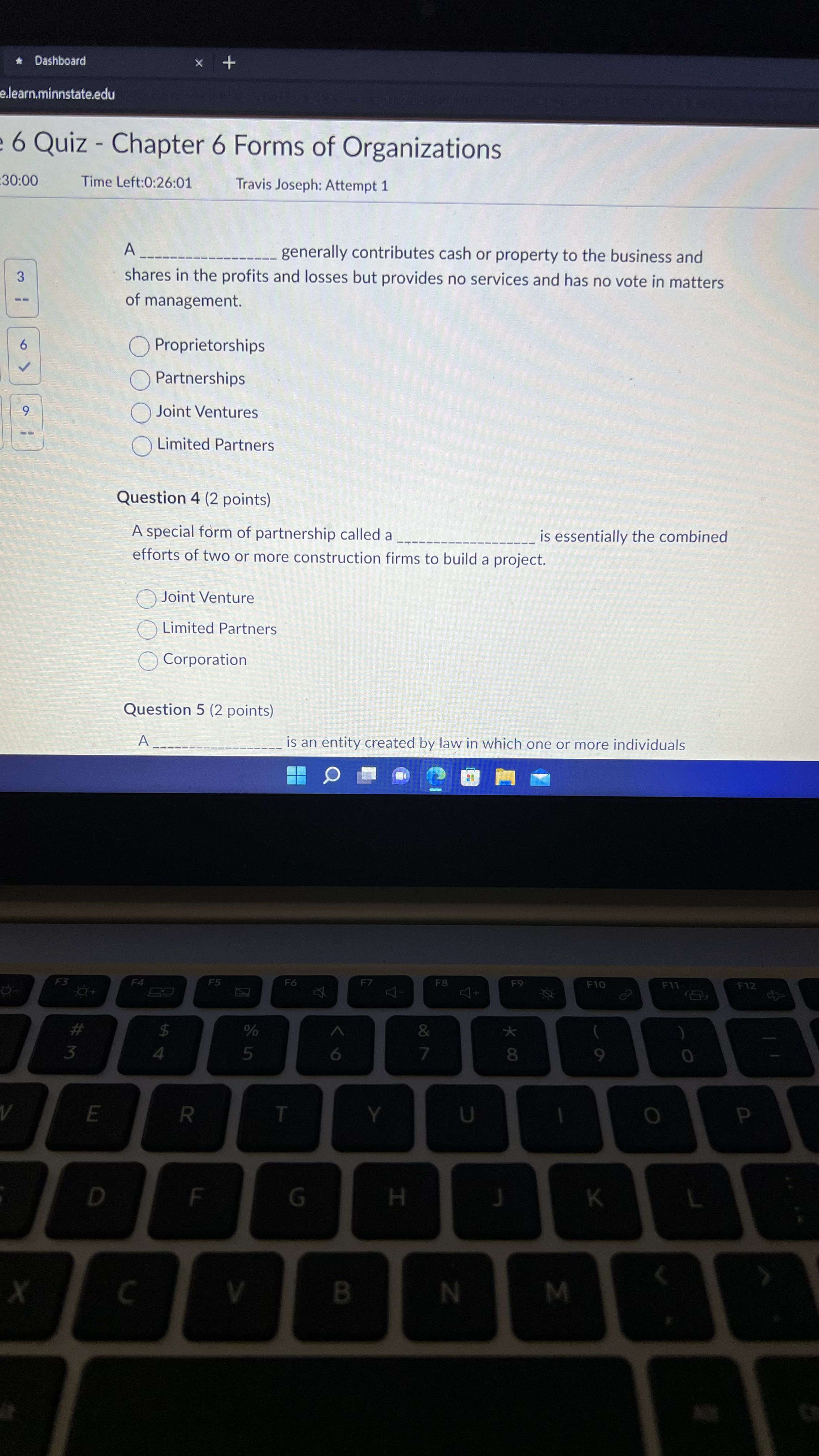  a Dashboard -.learn.minnstate.edu : 6 Quiz - Chapter 6 Forms of