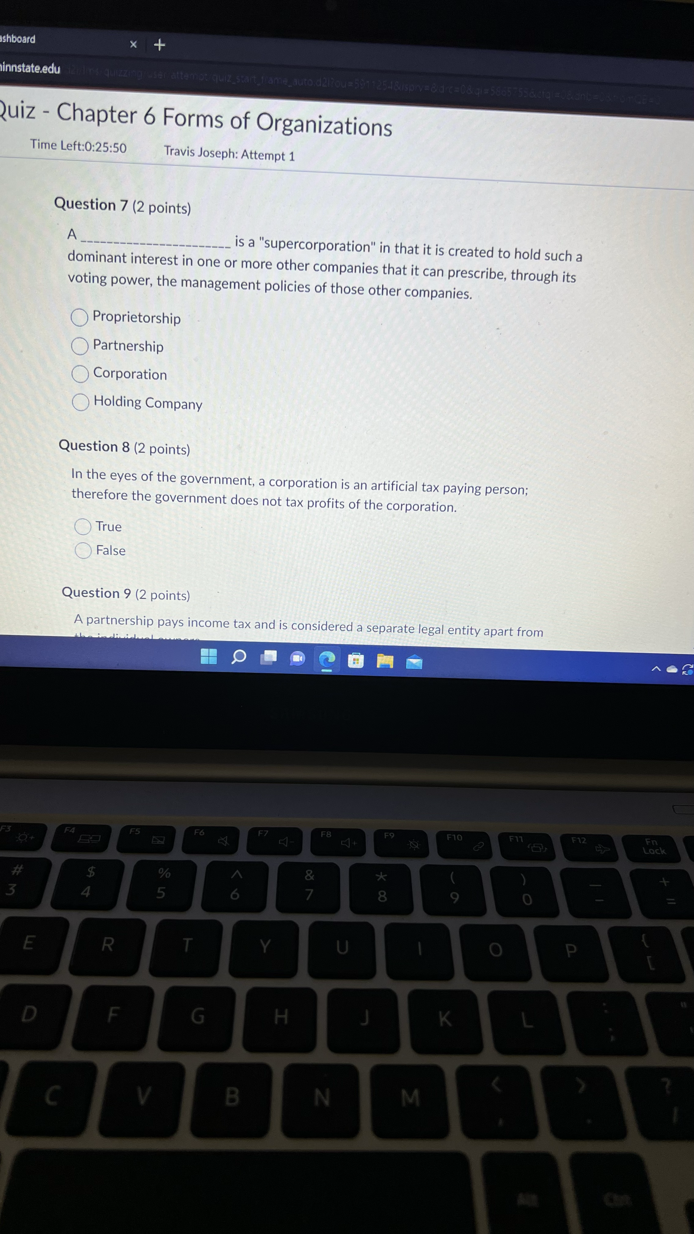 Venture Limited Partners Corporation Question 5 (2 points) A W" ,,,,,,,,,,, is