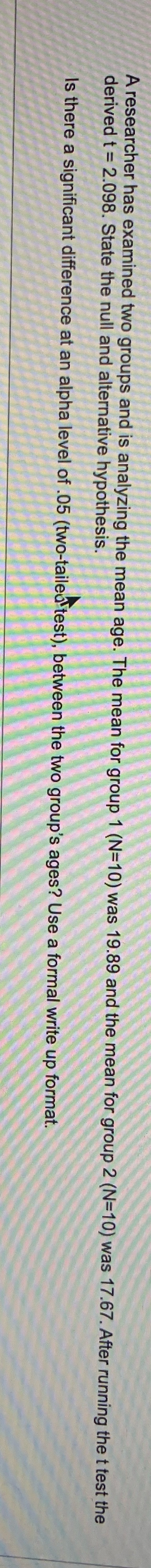 What would be a formal write up format? A researcher has examined
