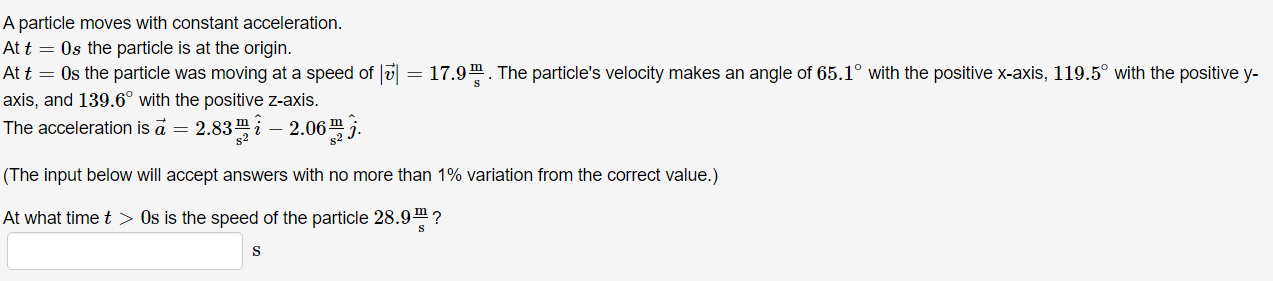  A particle moves with constant acceleration. At t = [)3 the