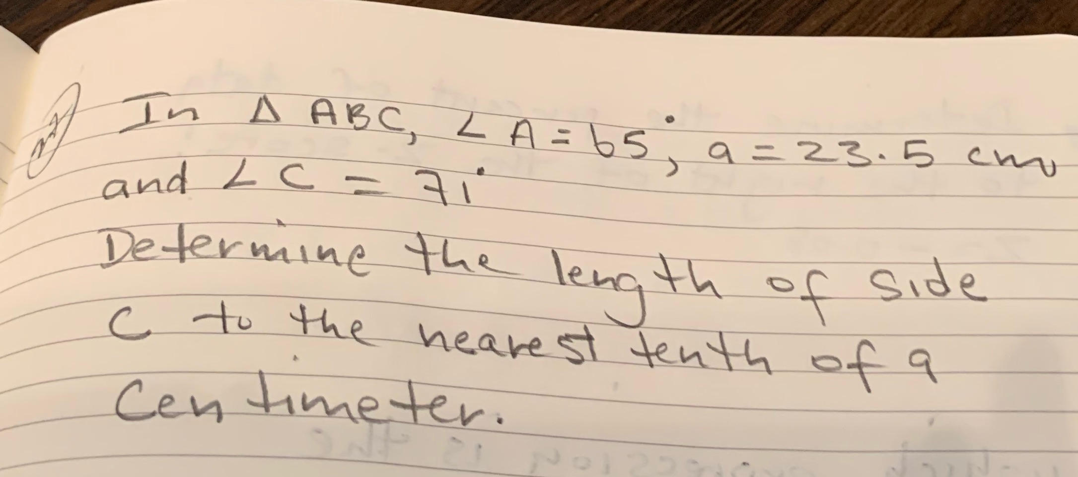  In A ABC, 2 A= 65 9 = 23.5 cm and