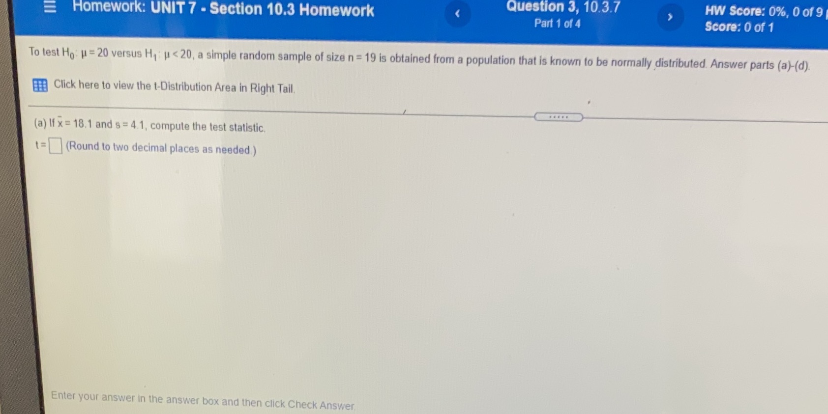  Homework: UNIT 7 - Section 10.3 Homework Question 3, 10.3.7 HW