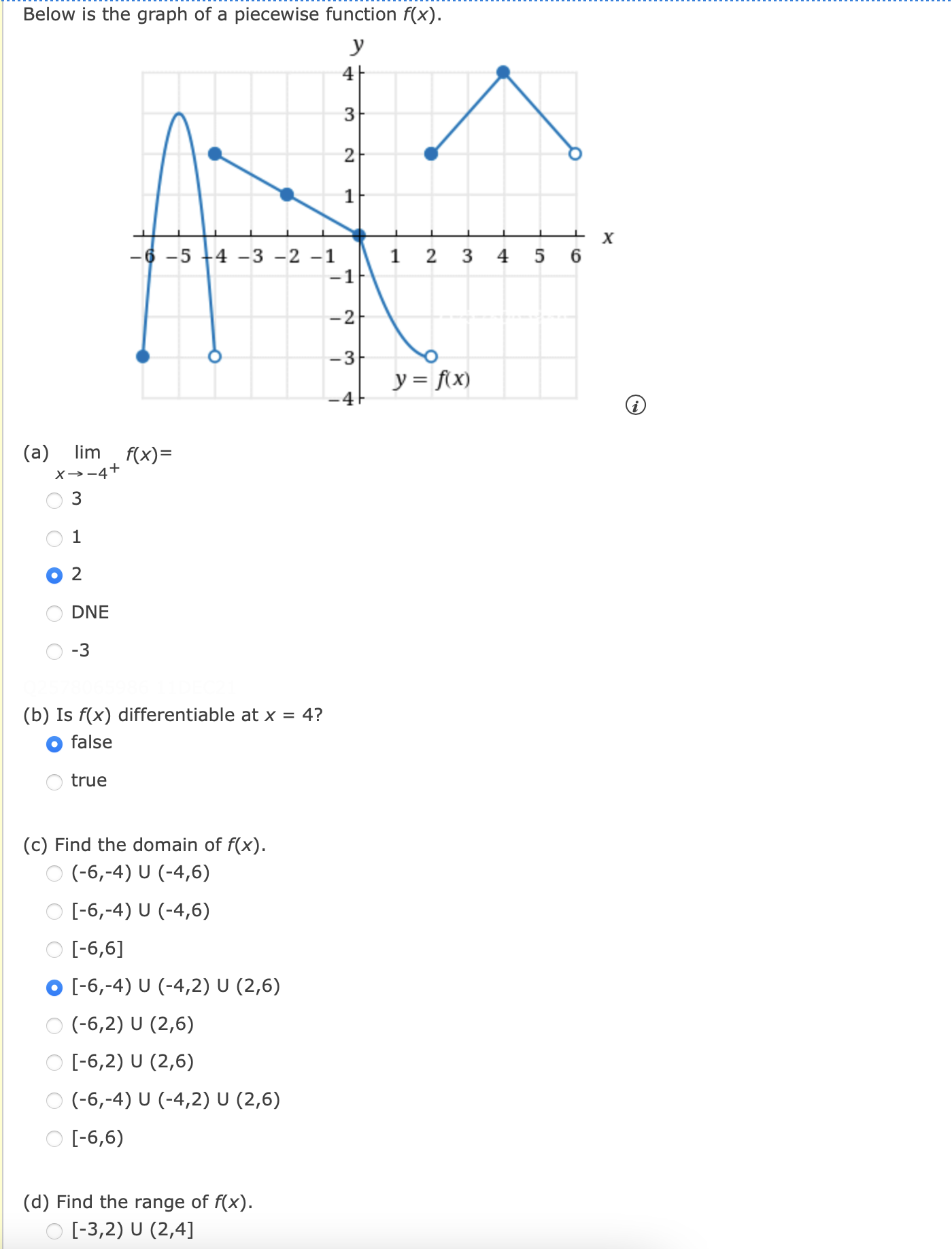  Below is the graph of a piecewise function f(x). y 4