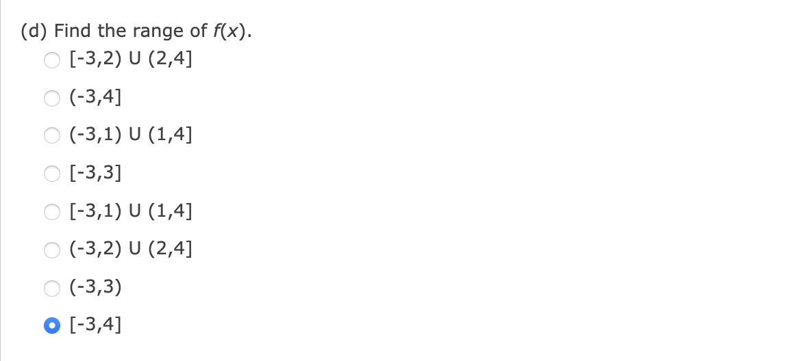 (c) Find the domain of f(x). O (-6,-4) U (-4, 6) O
