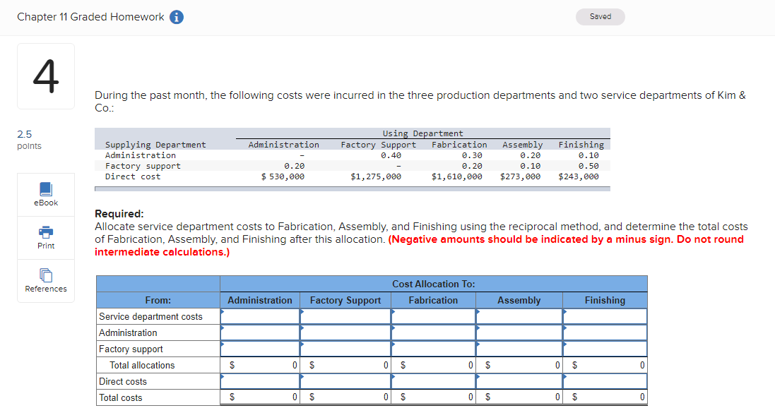 the following costs were incurred in the three production departments and two