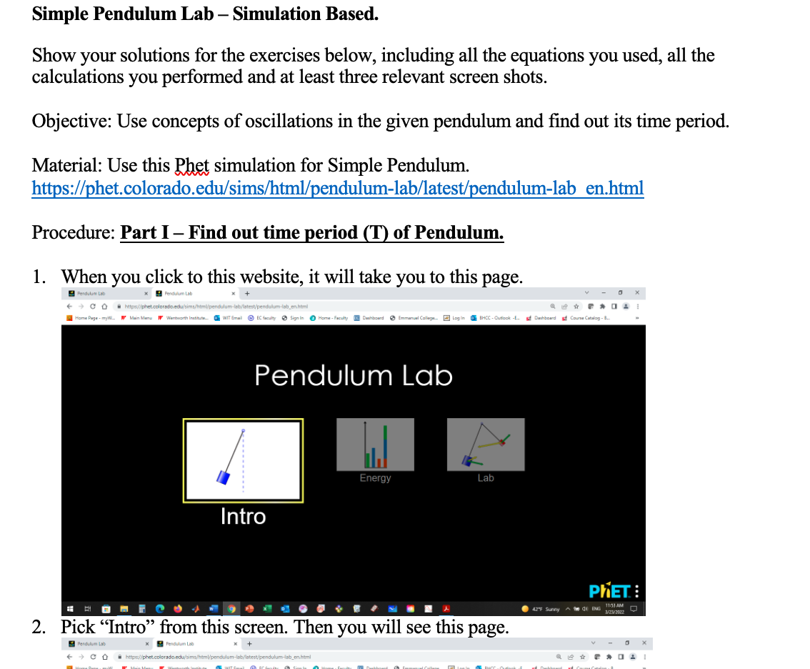 - Find out time period (T) of Pendulum. 1. When you click