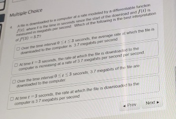  Multiple Choice A Deep downlanded lo a computer at a rate