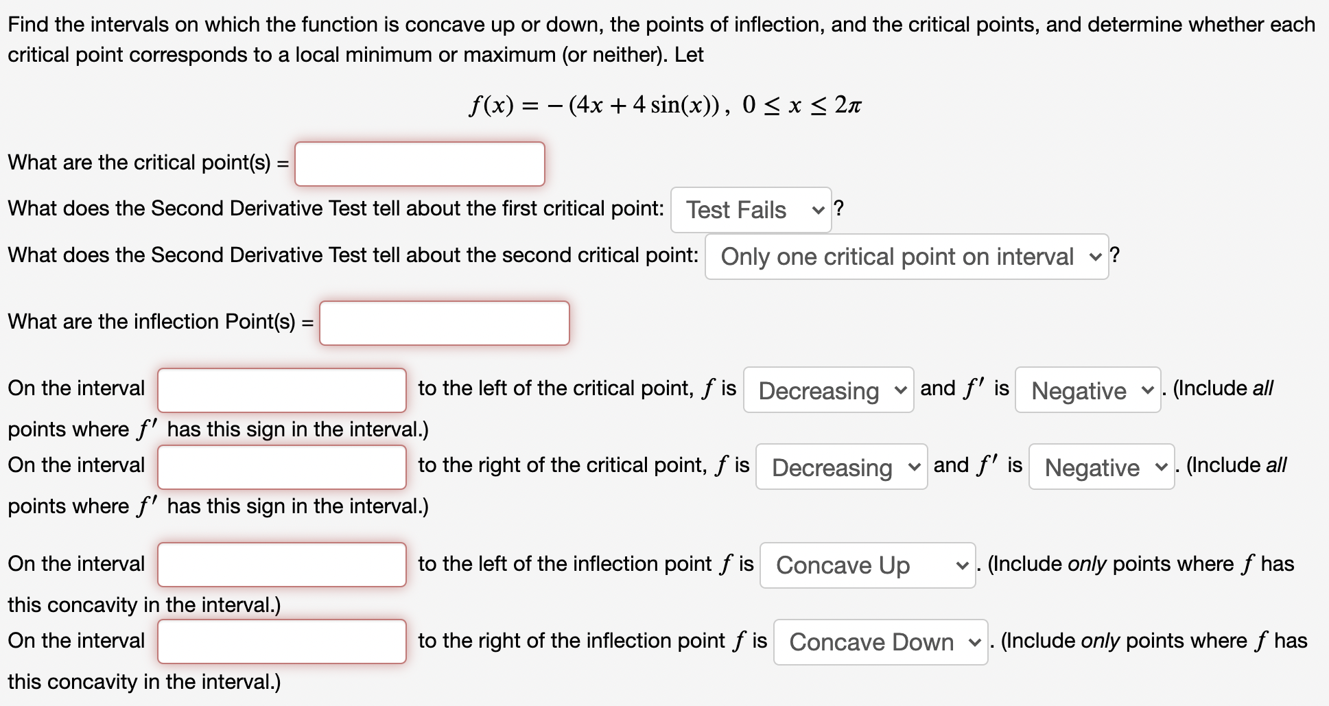down, the points of inflection, and the critical points, and determine whether