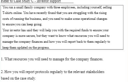 Keter to Case Study w - Investor support You run a