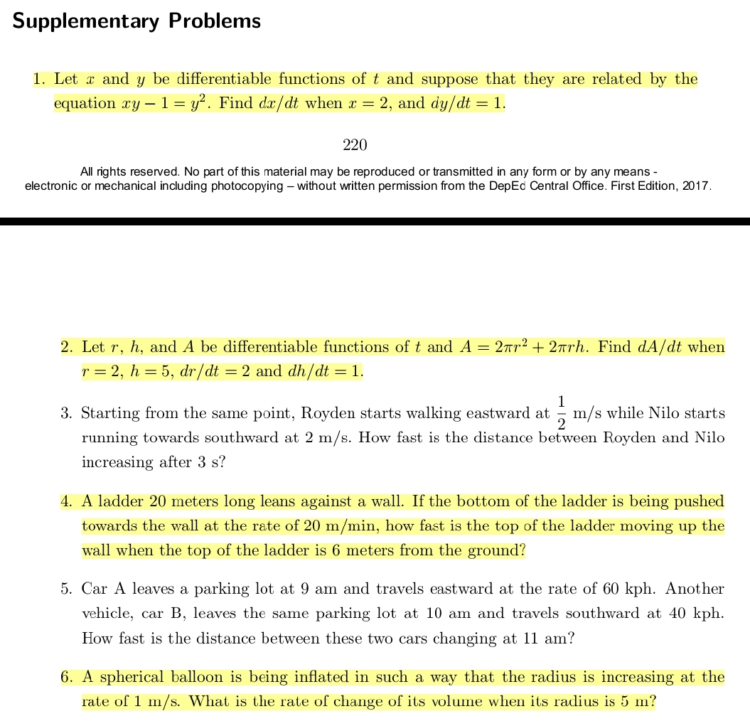Solve for the highlighted items (#1, #2, #4, #6). Provide a clear