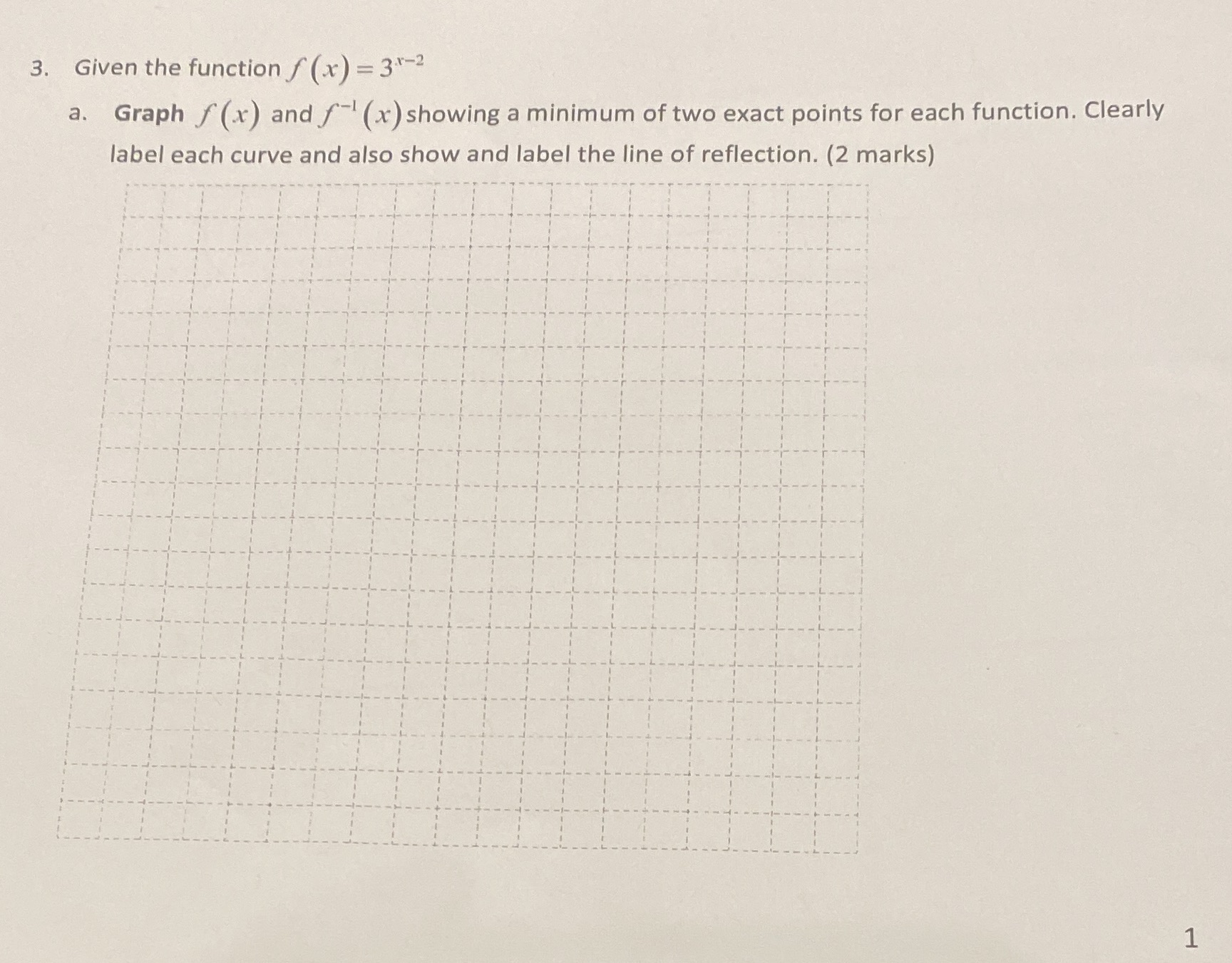  3. Given the function f (x) = 3-2 a. Graph f