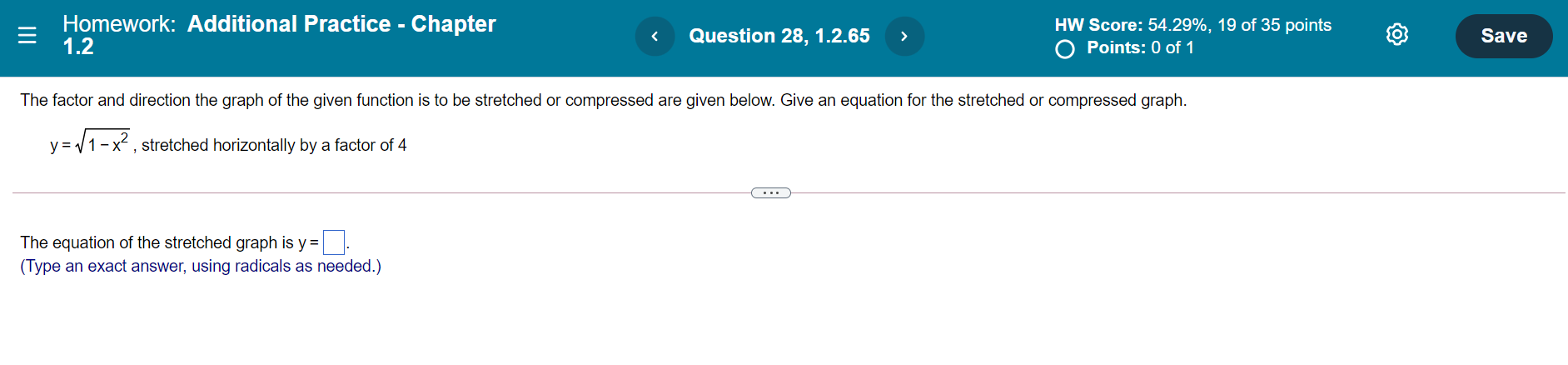 Points: 0 of 1 Say The accompanying figure shows the graph of