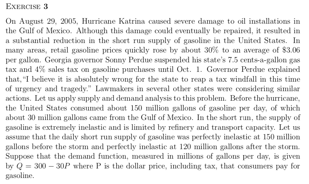 Could you help solve this question? EXERCISE 3 On August 29, 2005,