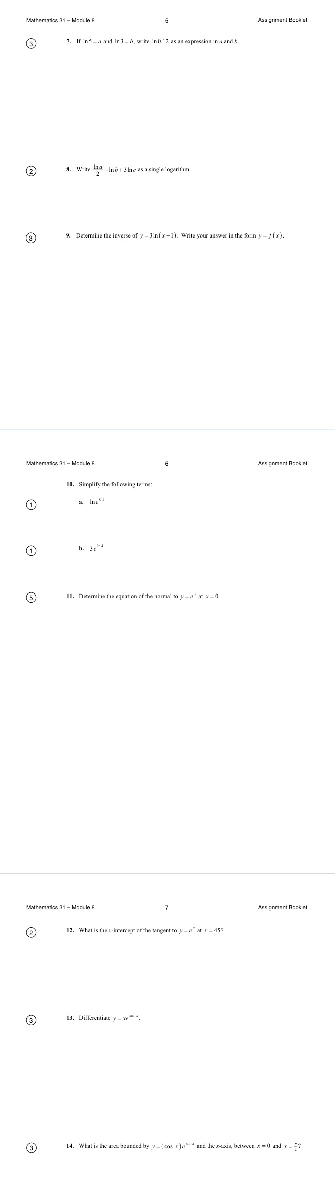 Part 2 Mathematics 31 - Module 8 Assignment Booklet 3 7. If