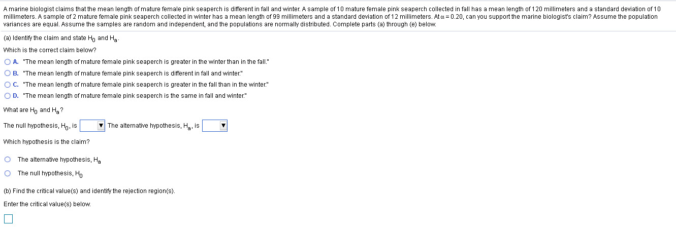How do you compute?Please help Soon!parts a,b,c,d,e ? A marine biologist claims