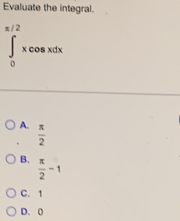 Evaluate the integral. x cos xdx