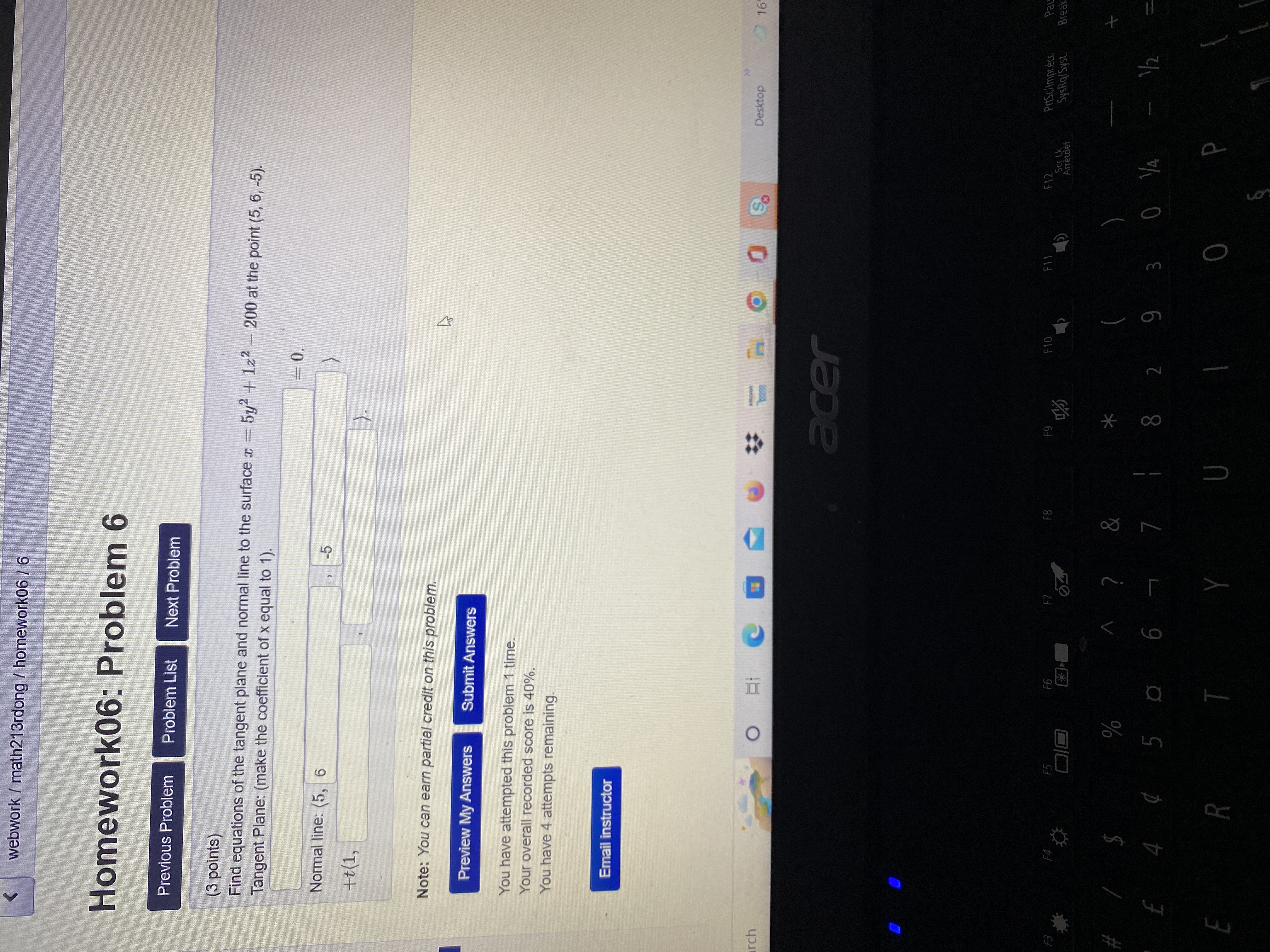  webwork / math213rdong / homework06 / 6 Homework06: Problem 6 Previous