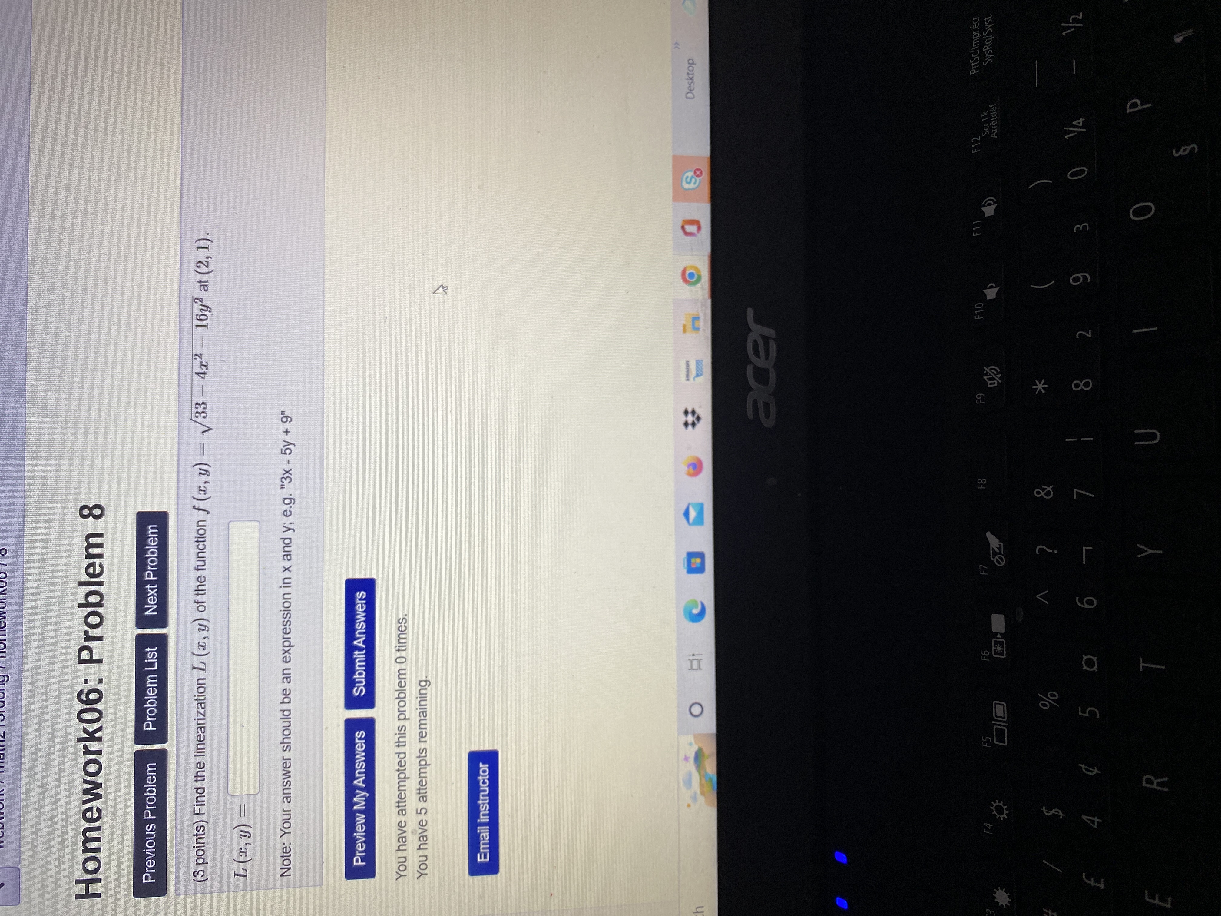 Note: You can earn partial credit on this problem. Preview My Answers