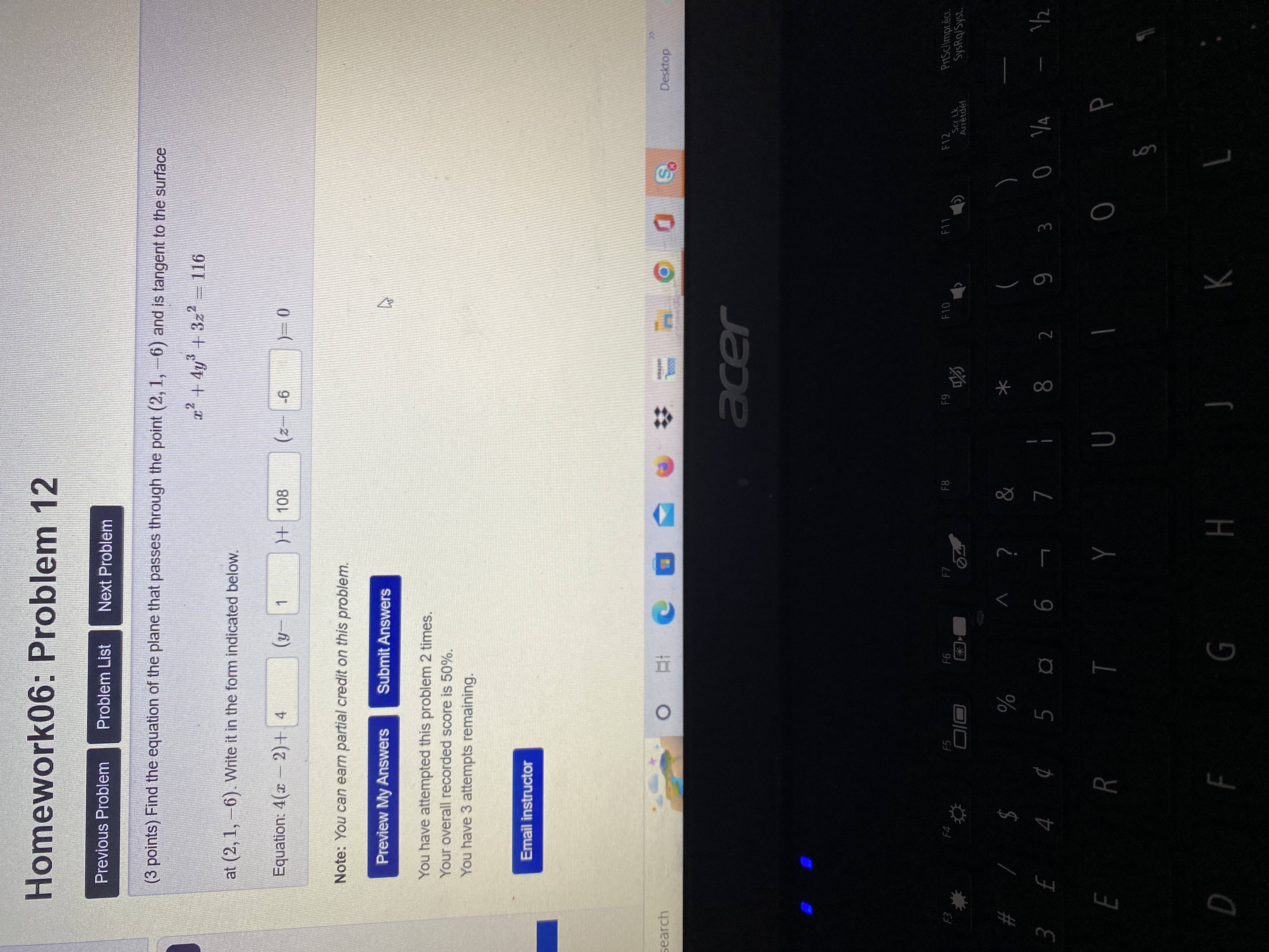 score is 40%. You have 4 attempts remaining. Email instructor Desktop 16