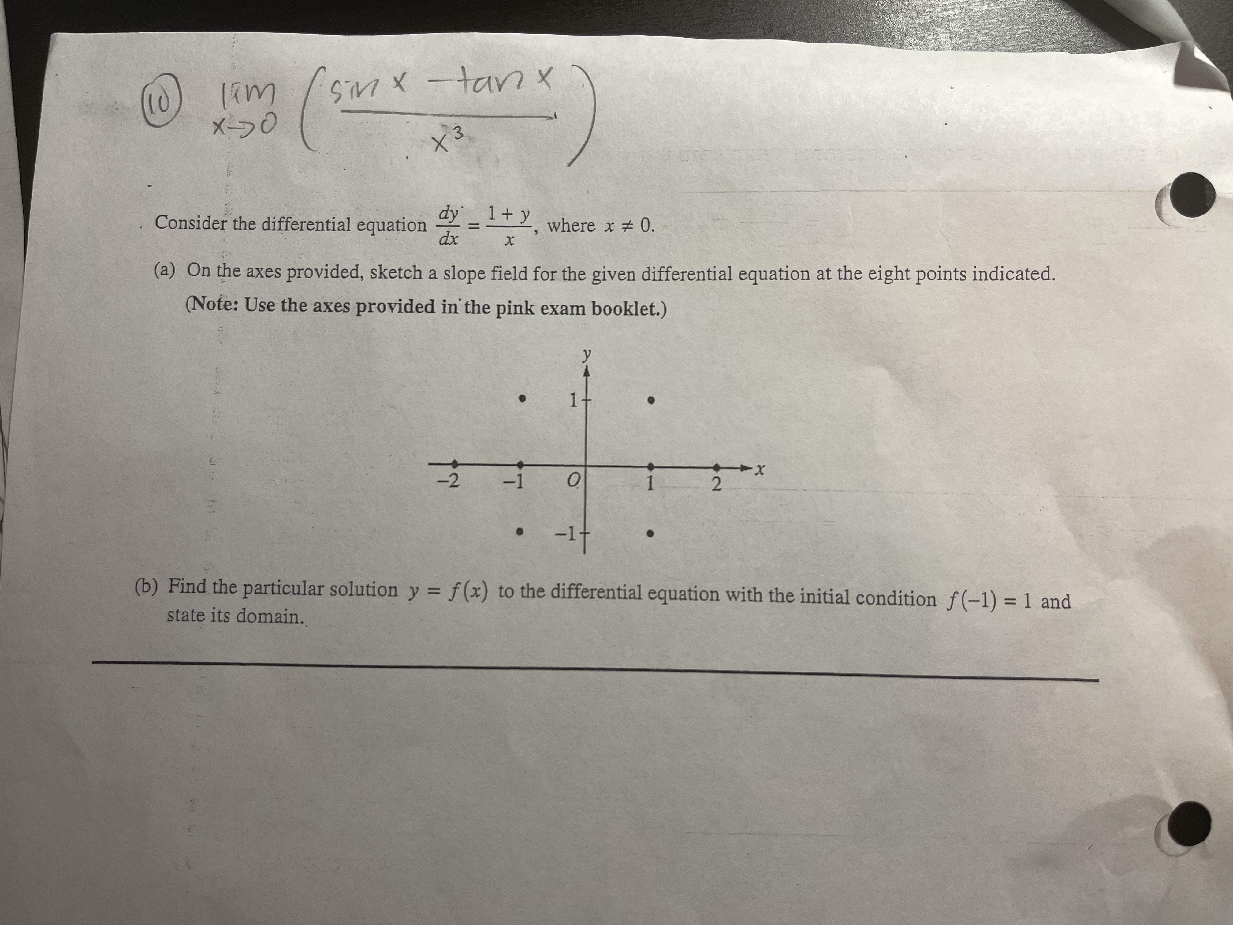  sinx - tan x 10 * 3 Consider the differential equation