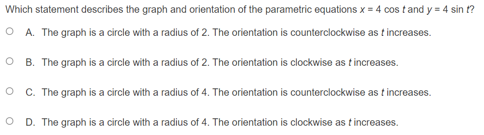 y=2+4t Identify the parametric equations that represent the same graph as the