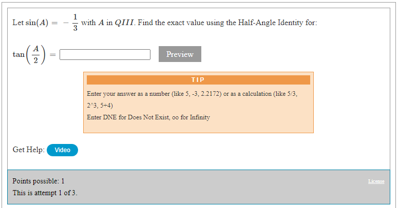 calculation (like 5/3, 243, 5+4) Enter DNE for Does Not Exist, oo