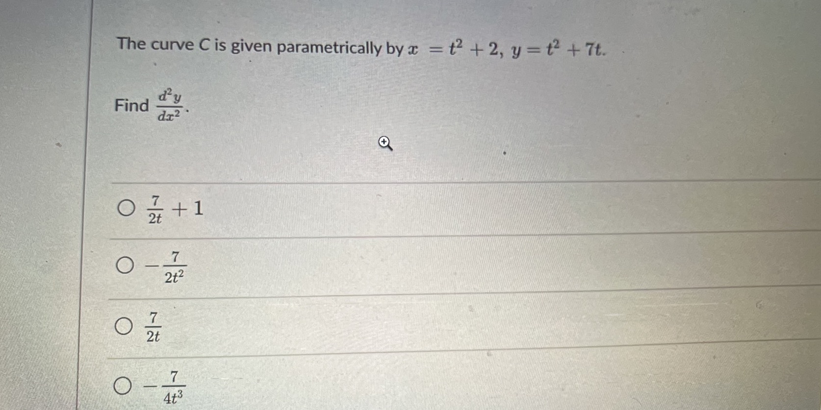  The curve C is given parametrically by a = t2 +