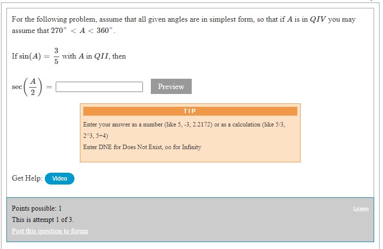  Let sin ( A) = - with A in QIII. Find