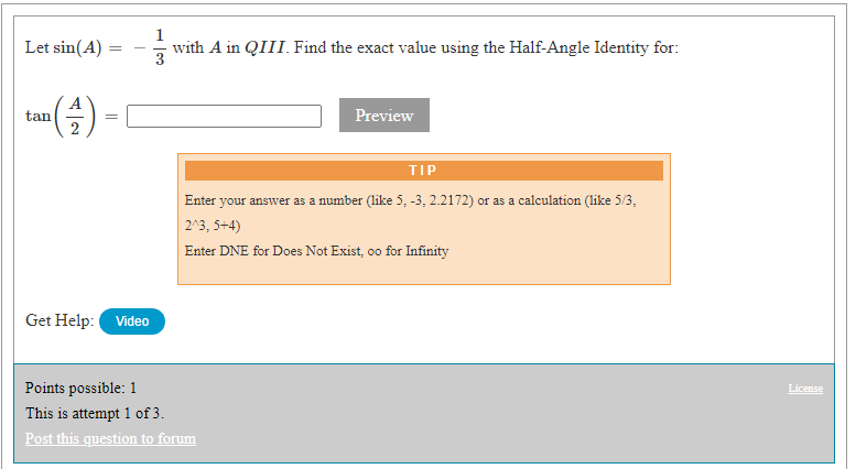 attempt 1 of 3. Post this question to forum