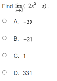 O A. -4 O B. -2 O C. 2 O D.