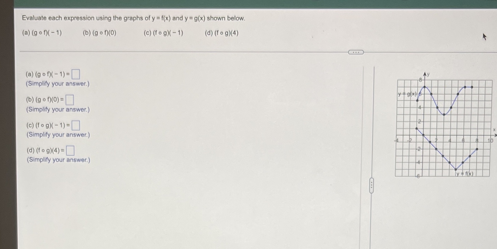  Evaluate each expression using the graphs of y = f(x) and