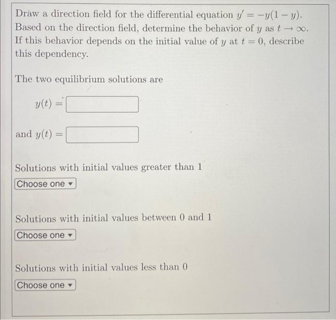 calculus subject Draw a direction field for the differential equation y' =