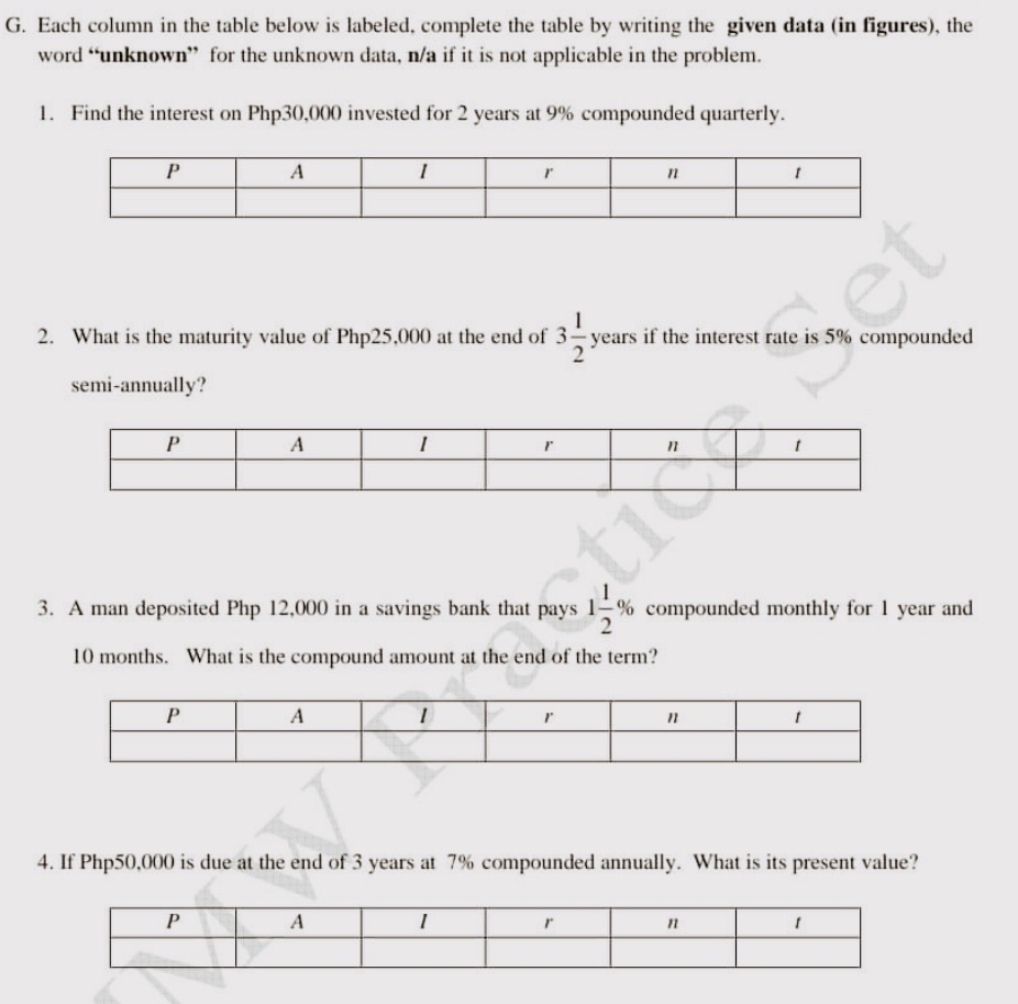 Can someone help? G. Each column in the table below is labeled,