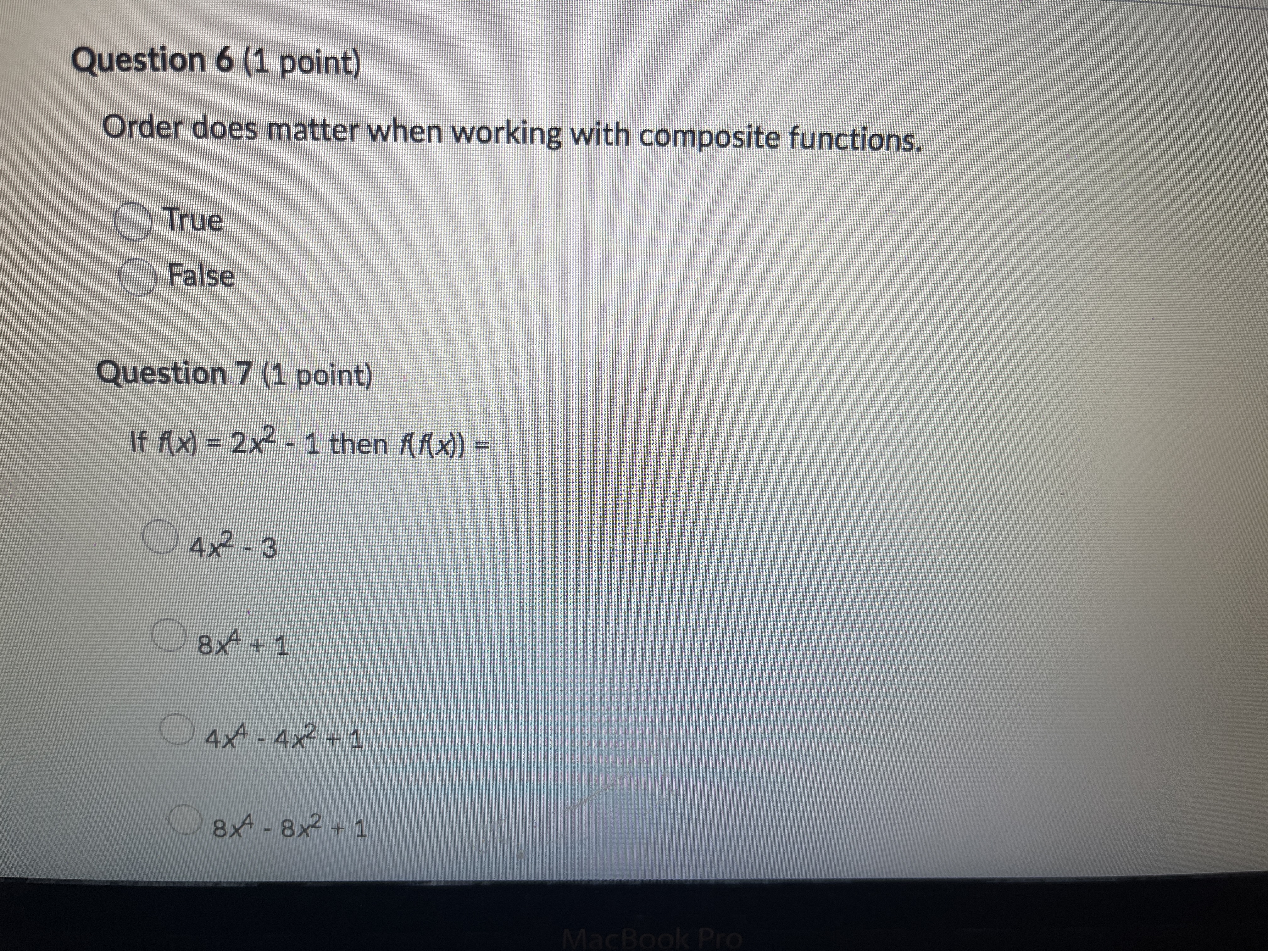 2 (1 point) Given f(x) = x - 1 and g(x) -